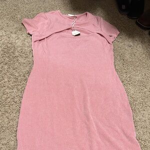 NWT Pinkblush Pink Ribbed maternity Midi Dress